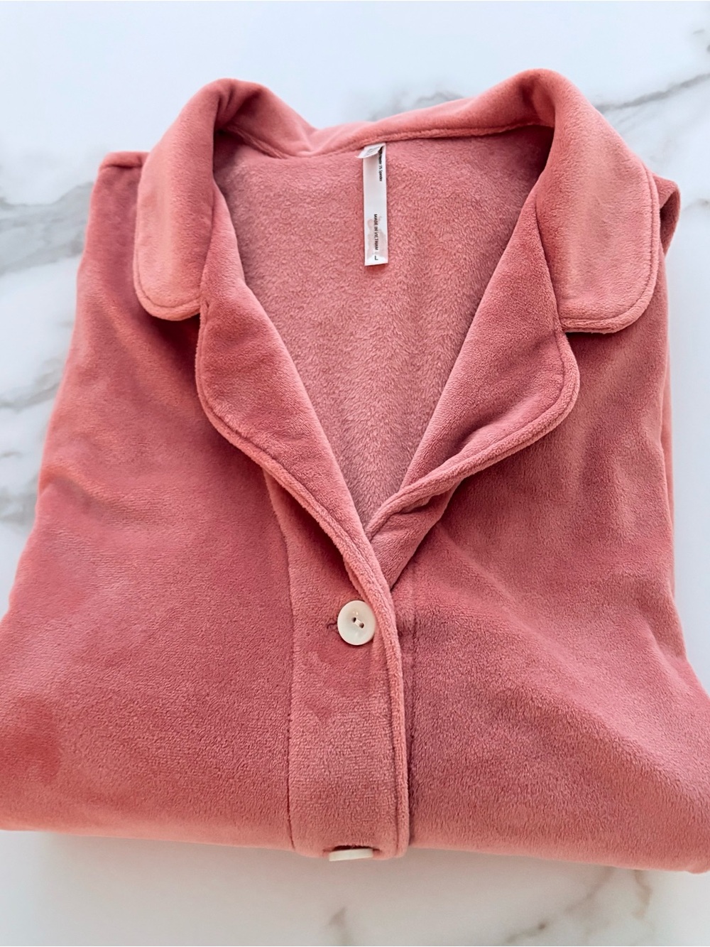 Never worn- Soma Dusty Rose Button-Front Plush Pajama Set